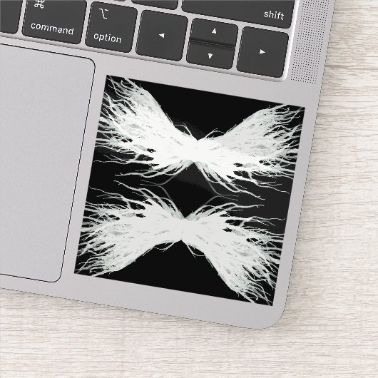 Virtues Abstract White Wings Alcohol Ink Art Sticker (Detail)