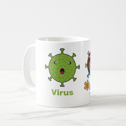 Virus en Retro Virus Funny Koffiemok (Voorkant links)