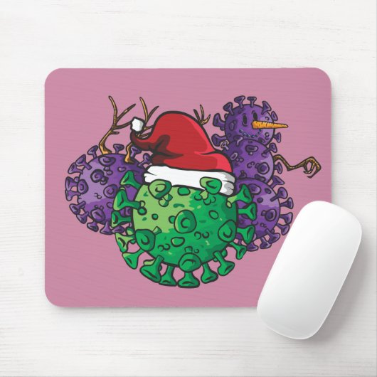 Virusmicroben houden van kerstdag muismat (Met muis)