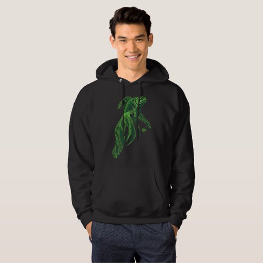 Vis 02 Groen Hoodie (Voorkant volledig)