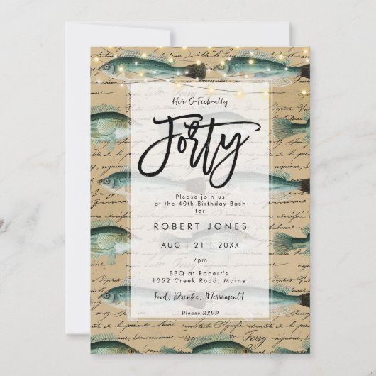  vis 40e verjaardagsfeestuitnodiging kaart (Voorkant)