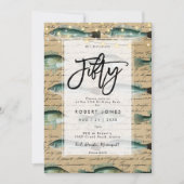  vis 50e verjaardagsfeestuitnodiging kaart (Voorkant)