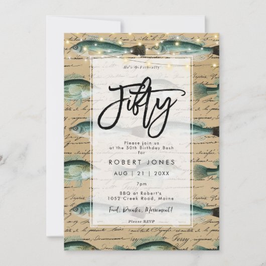 vis 50e verjaardagsfeestuitnodiging kaart (Voorkant)