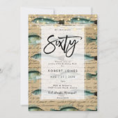 vis 60e verjaardagsfeestuitnodiging kaart (Voorkant)