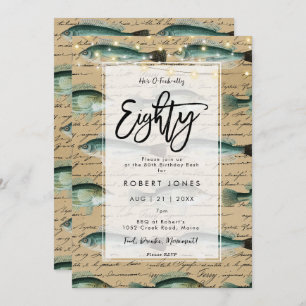 vis 80e verjaardagsfeestuitnodiging kaart