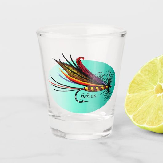 Vis aan (vlieg) shot glas (Voorkant)