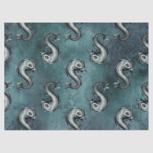 Vis-achtige Zee creaties op groene/Blauwgroen ontk Tissuepapier (Voorkant)