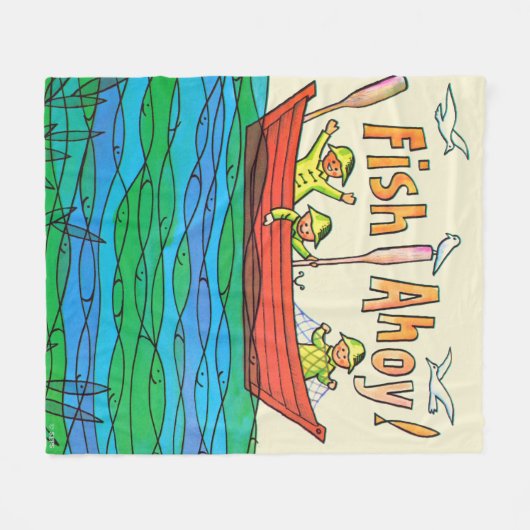 Vis Ahoy! Fleece Deken (Voorkant (Horizontaal))