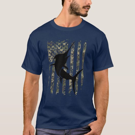 Vis Amerikaanse vlag gecamoufleerd Gevist T-shirt (Voorkant)