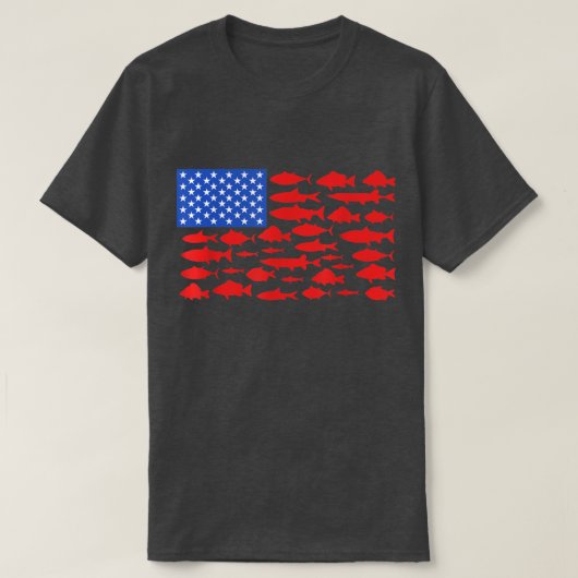 Vis Amerikaanse vlag Gevist op 4 juli Mannen Vrouw T-shirt (Design voorkant)