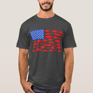 Vis Amerikaanse vlag Gevist op 4 juli Mannen Vrouw T-shirt