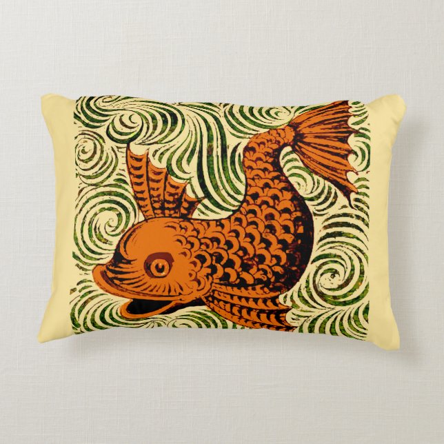 Vis Antiek Tegel Oude kunst Accent Kussen (Achterkant)