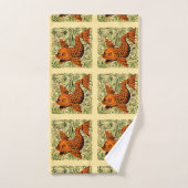 Vis Antiek Tegel Oude kunst Bad Handdoek (Handdoek)