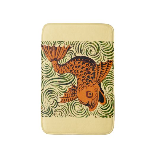 Vis Antiek Tegel Oude kunst Badmat (Voorkant Verticaal)