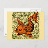 Vis Antiek Tegel Oude kunst Briefkaart (Voorkant / Achterkant)