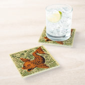 Vis Antiek Tegel Oude kunst Glazen Onderzetter (Schuin)