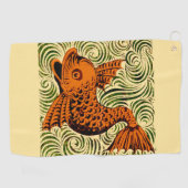 Vis Antiek Tegel Oude kunst Golfhanddoek (Horizontaal)