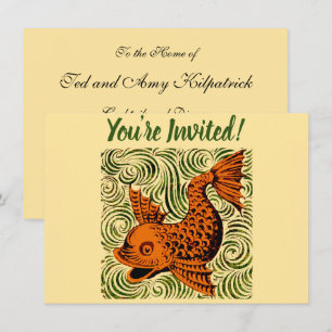 Vis Antiek Tegel Oude kunst Kaart