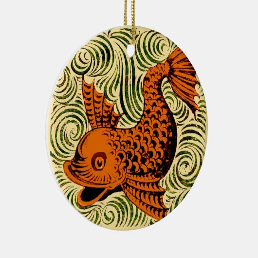 Vis Antiek Tegel Oude kunst Keramisch Ornament (Rechts)