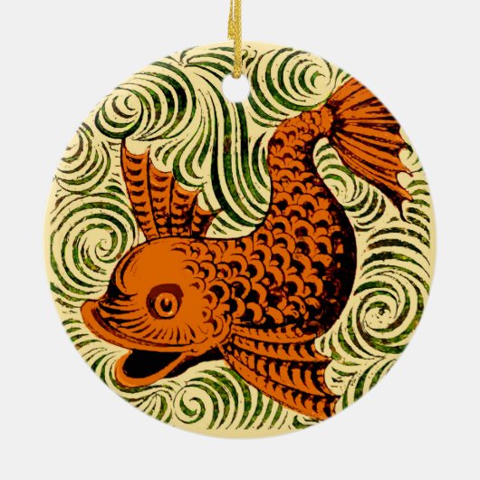 Vis Antiek Tegel Oude kunst Keramisch Ornament (Achterkant)