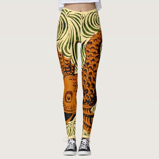 Vis Antiek Tegel Oude kunst Leggings (Voorkant)