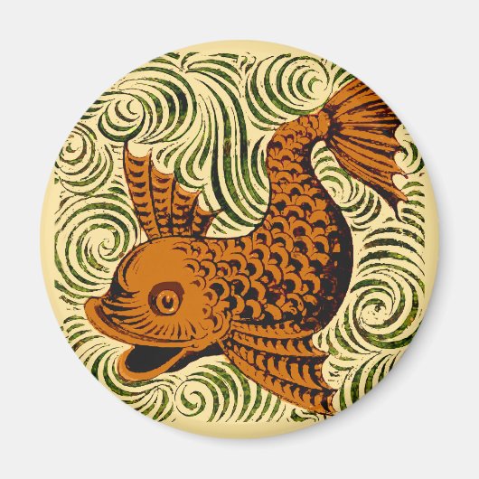 Vis Antiek Tegel Oude kunst Magneet (Voorkant)