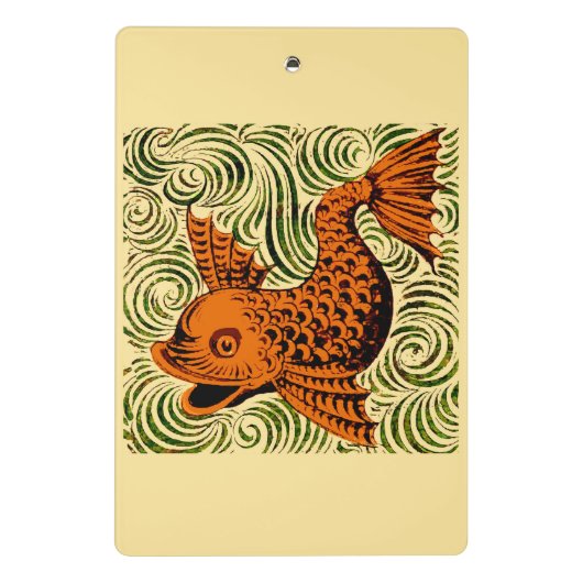 Vis Antiek Tegel Oude kunst Mini Klembord (Achterkant)