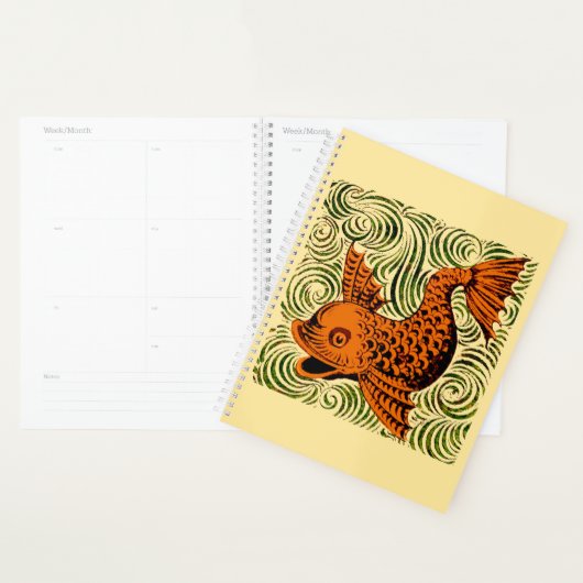 Vis Antiek Tegel Oude kunst Planner (Display)