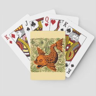 Vis Antiek Tegel Oude kunst Pokerkaarten