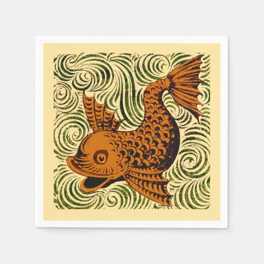 Vis Antiek Tegel Oude kunst Servet (Voorkant)