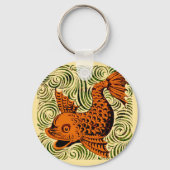 Vis Antiek Tegel Oude kunst Sleutelhanger (Voorkant)