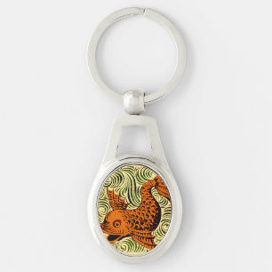 Vis Antiek Tegel Oude kunst Sleutelhanger