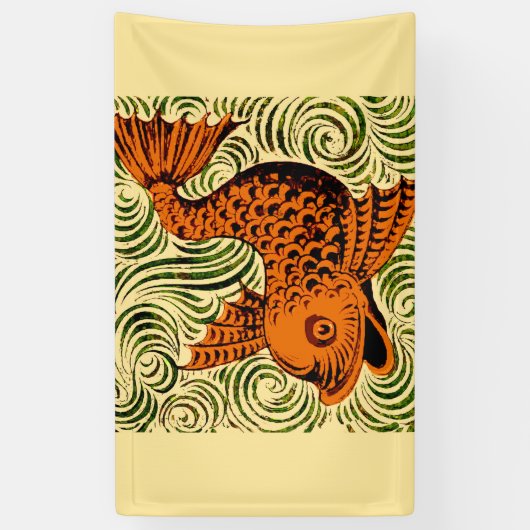 Vis Antiek Tegel Oude kunst Spandoek (Verticaal)