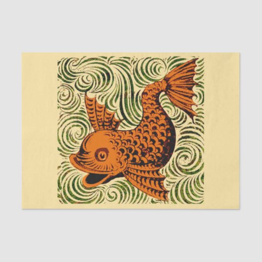 Vis Antiek Tegel Oude kunst Tissuepapier (Voorkant)