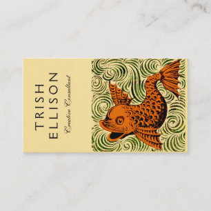 Vis Antiek Tegel Oude kunst Visitekaartje