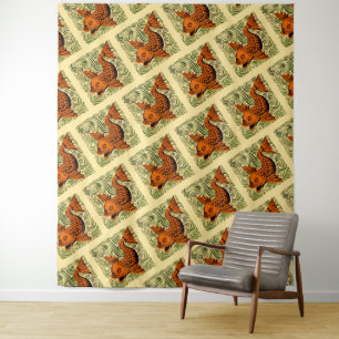 Vis Antiek Tegel Oude kunst Wandkleed