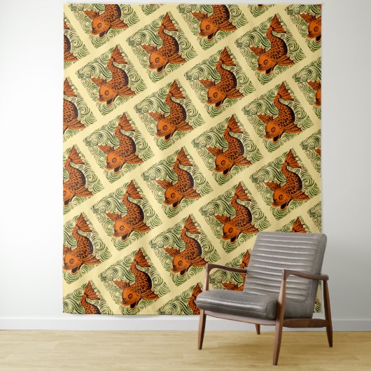 Vis Antiek Tegel Oude kunst Wandkleed (In situ)