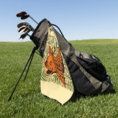 Vis Antieke Tegel Oude kunst oude de morgan kunst Golfhanddoek (Groen)