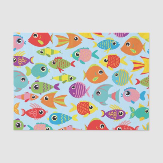Vis Aquarium 1e Verjaardag Party Tissue Paper Tissuepapier (Voorkant)