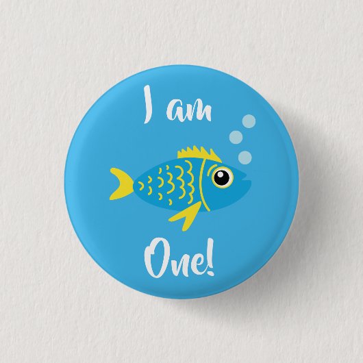 Vis Aquarium-Kind 1e verjaardag Button Pin (Voorkant)