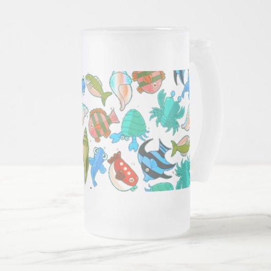 Vis Aquarium Vis Patroon Matglas Bierpul (Voorkant rechts)