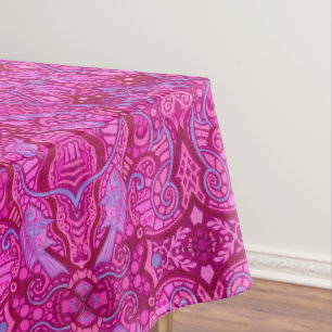 Vis Arabesk Onderwater Boheems Patroon Roze Tafelkleed