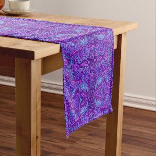 Vis Arabesque Onderwater Bohemian Pattern Paars Korte Tafelloper