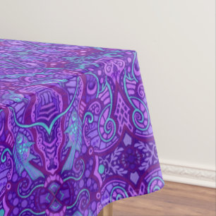 Vis Arabesque Onderwater Bohemian Pattern Paars Tafelkleed