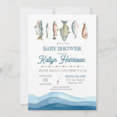 Vis Baby shower Uitnodiging, Gevist baby shower Kaart (Voorkant)