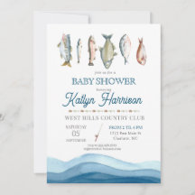 Vis Baby shower Uitnodiging, Gevist baby shower