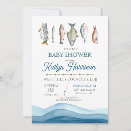 Vis Baby shower Uitnodiging, Gevist baby shower Kaart