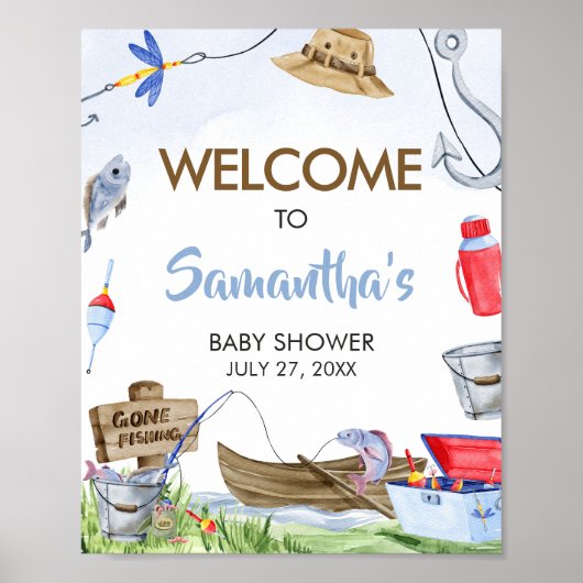 Vis Baby shower Welkom Poster (Voorkant)