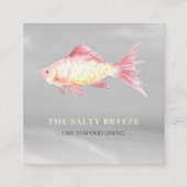 *~* Vis Beach CORAL Sand Zee Dining Tropical Vierkante Visitekaartje (Voorkant)