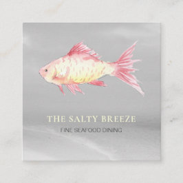 *~* Vis Beach CORAL Sand Zee Dining Tropical Vierkante Visitekaartje